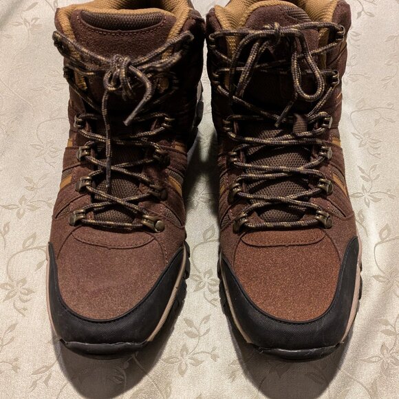 Nautica Men\'s lace up hiking boots, brown/black faux suede, size 11 main image 4